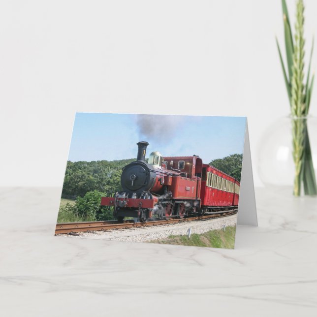 Steam train at Castletown Isle of Man Card (Front)