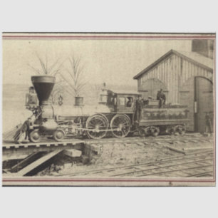 steam train at depot tissue paper