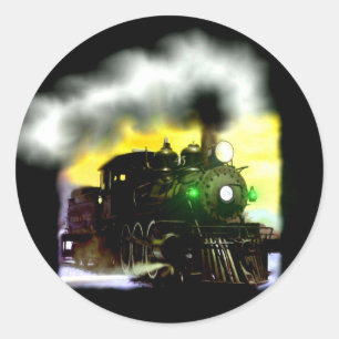 Steam Train At Dusk Classic Round Sticker