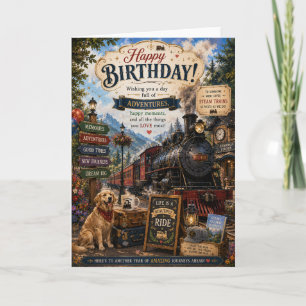 Steam Train Birthday Card   Vintage Railway