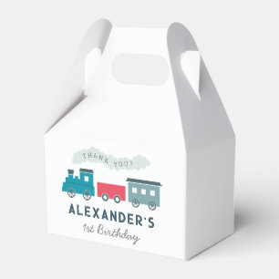 Steam Train Blue Boy Birthday Thank You Favour Box