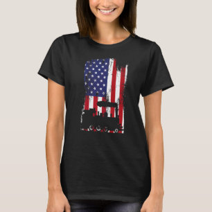 Steam Train Driver Trainspotting Locomotive Americ T-Shirt