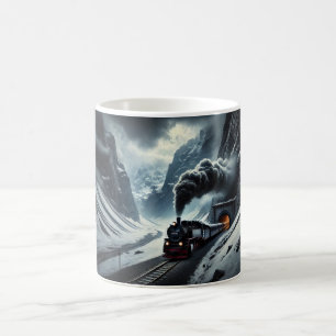 Steam Train Emerging from a Mountain Tunnel Coffee Mug