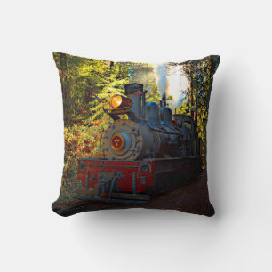 Steam Train Engine 7 Locomotive Railroad Cushion
