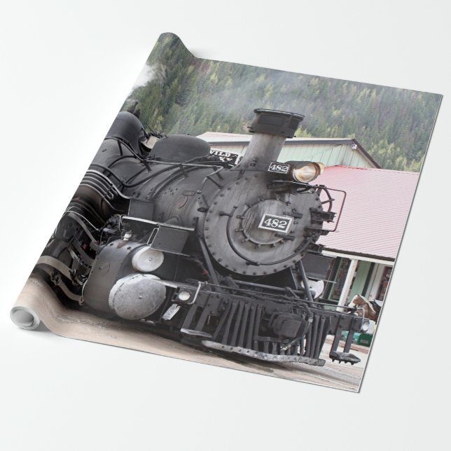Steam train engine, Colorado, USA, wrapping paper (Unrolled)