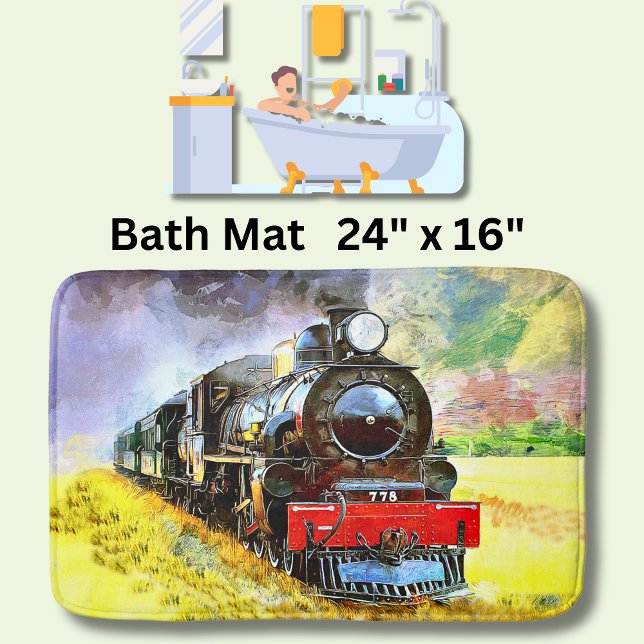 Steam Train Engine Locomotive 778   Bath Mat (Creator Uploaded)