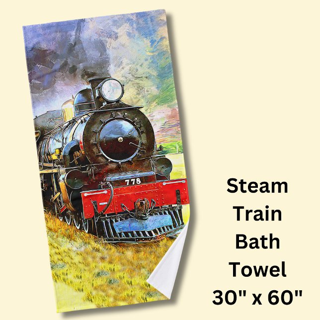Steam Train Engine Locomotive 778    Bath Towel (Creator Uploaded)