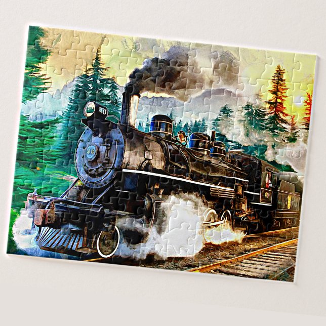 Steam Train Engine Locomotive Painting Railroad    Jigsaw Puzzle (Creator Uploaded)