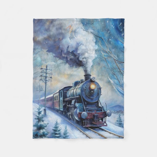 Steam Train Fleece Blanket (Front)