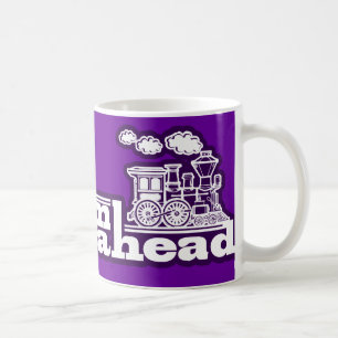 Steam train full steam ahead purple logo mug