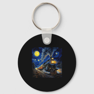 Steam Train Graphic For Men Boys Locomotive Key Ring