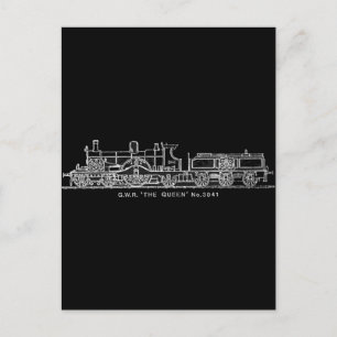 Steam Train, GWR, The Queen, 3041, B & W Postcard