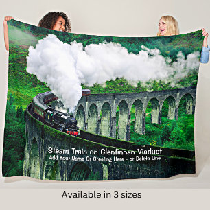 Steam Train in Glenfinnan Viaduct - Add Name Fleece Blanket
