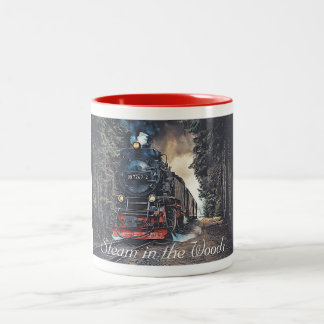 Steam Train In The Woods painting Two-Tone Coffee Mug