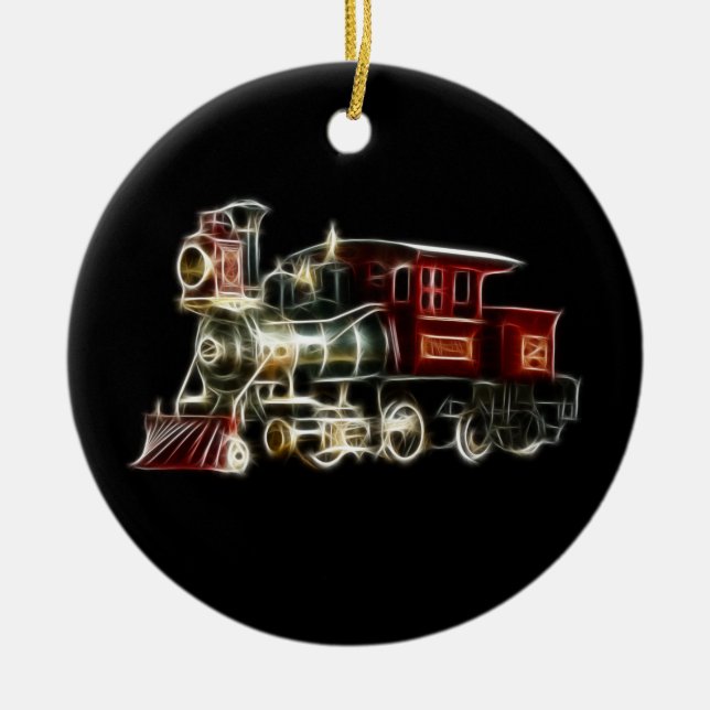 Steam Train Locomotive Engine Ceramic Tree Decoration (Front)