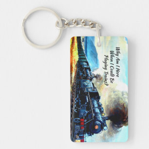 Steam Train Locomotive Engines with Text Key Ring