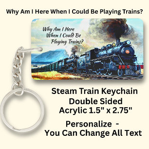 Steam Train Locomotive Engines with Text Key Ring