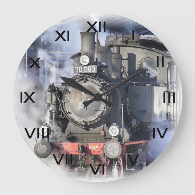 Steam Train Locomotive Large Clock (Front)