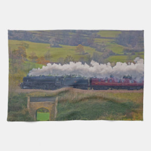 Steam Train Locomotive Railway Enthusiast Art Tea Towel