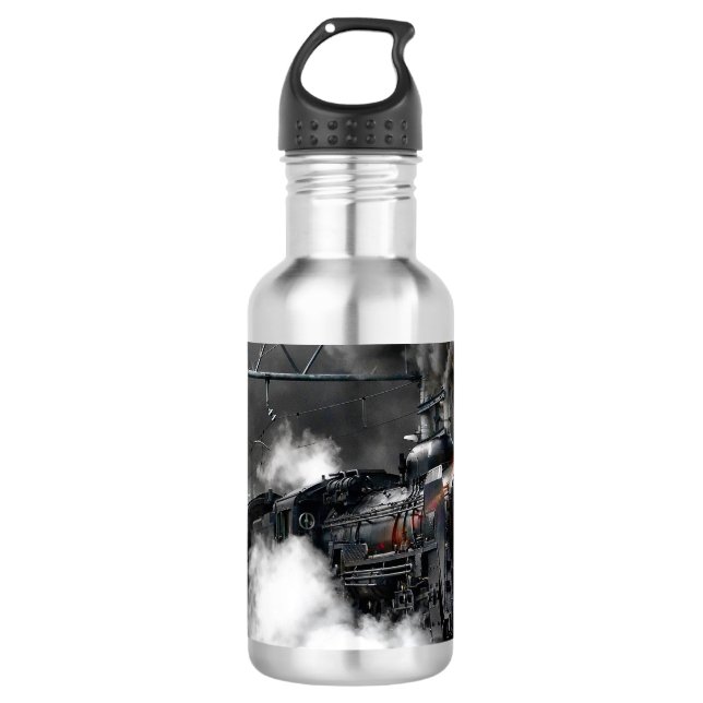 Steam Train Locomotive Transportation Night 532 Ml Water Bottle (Front)