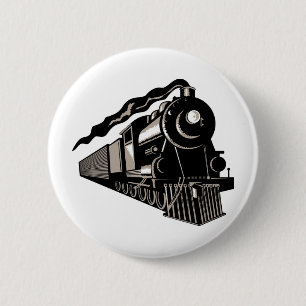 steam train locomotive vintage 6 cm round badge