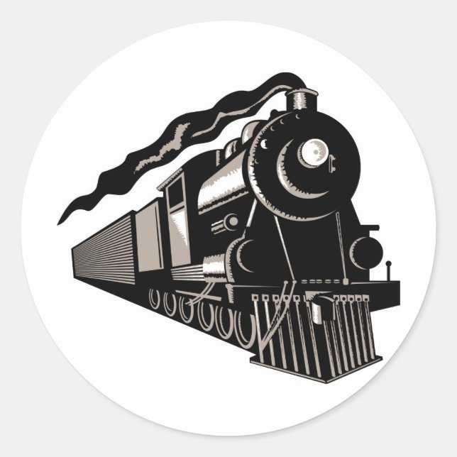 steam train locomotive vintage classic round sticker (Front)