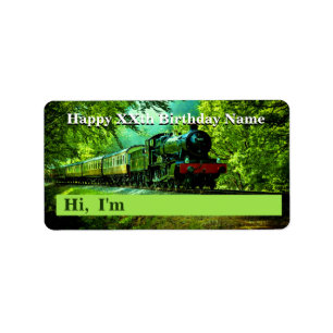 Steam Train Man's Birthday Party NAME STICKERS