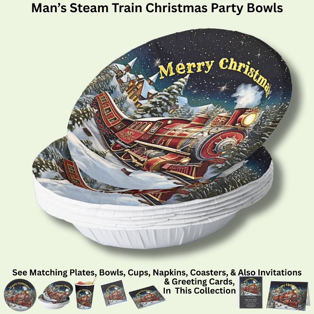 Steam Train Man's Christmas Party  Paper Plate (Creator Uploaded)