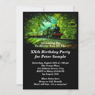 Steam Train Man's Men's Birthday Party Invitation