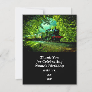 Steam Train Man's Men's Birthday Party  Thank You Card