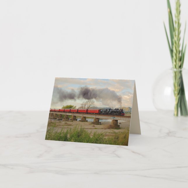 Steam Train New Zealand Countryside Photo Note Card (Front)