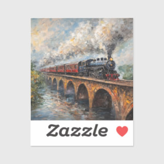 Steam Train on a Bridge - Oil Painting