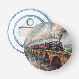 Steam Train on a Bridge - Oil Painting Bottle Opener