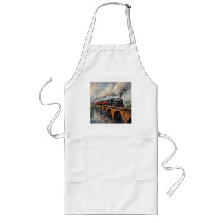 Steam Train on a Bridge - Oil Painting Long Apron
