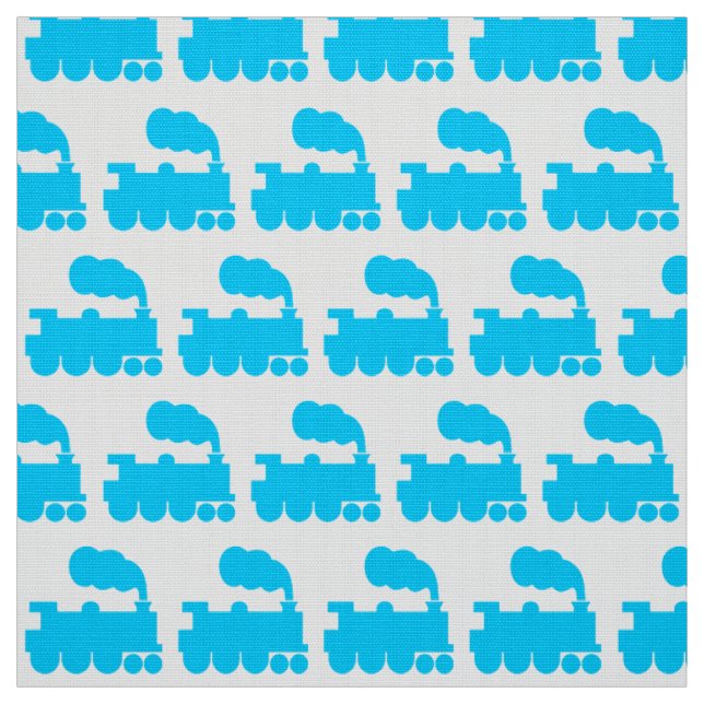 Steam Train Pattern -Sky Blue and White Fabric (Swatch)