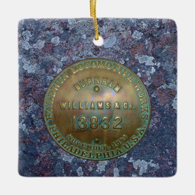 Steam train plate Faux Wrapped Canvas Print Ceramic Ornament (Front)