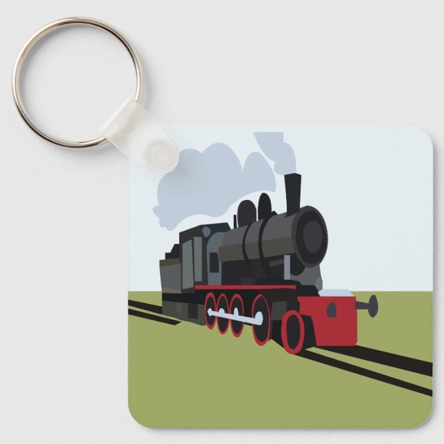 Steam Train Railroad Key Ring (Front)