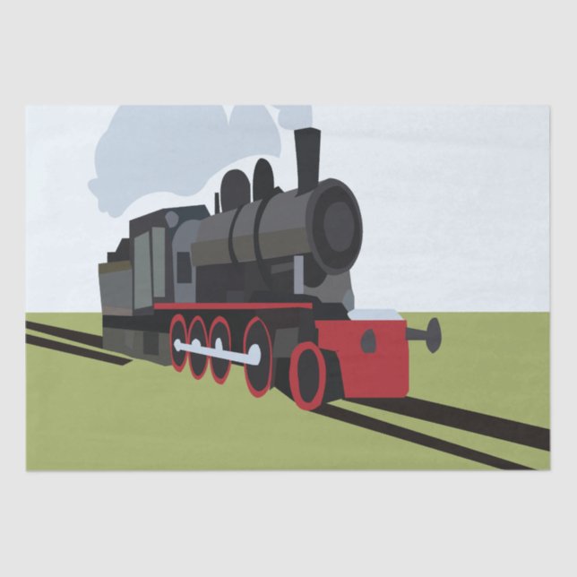 Steam Train Railroad Tissue Paper (Front)
