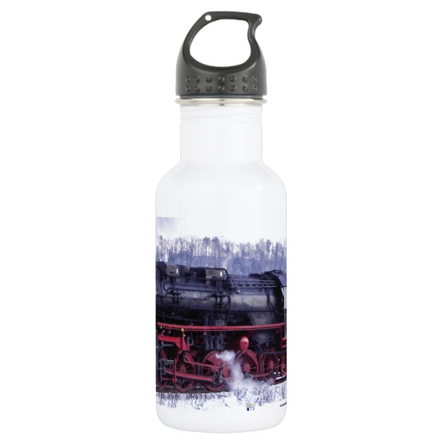 steam train railway locomotive station engine 532 ml water bottle (Front)