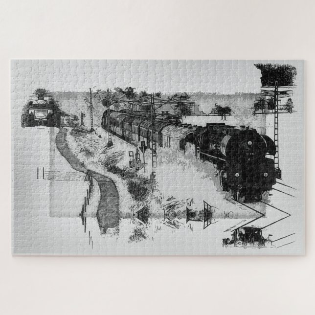 Steam Train Ride - Vintage Trains   Jigsaw Puzzle (Horizontal)