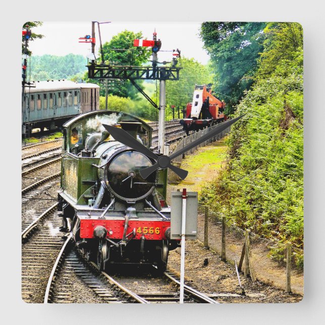STEAM TRAIN SQUARE WALL CLOCK (Front)