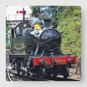 STEAM TRAIN SQUARE WALL CLOCK