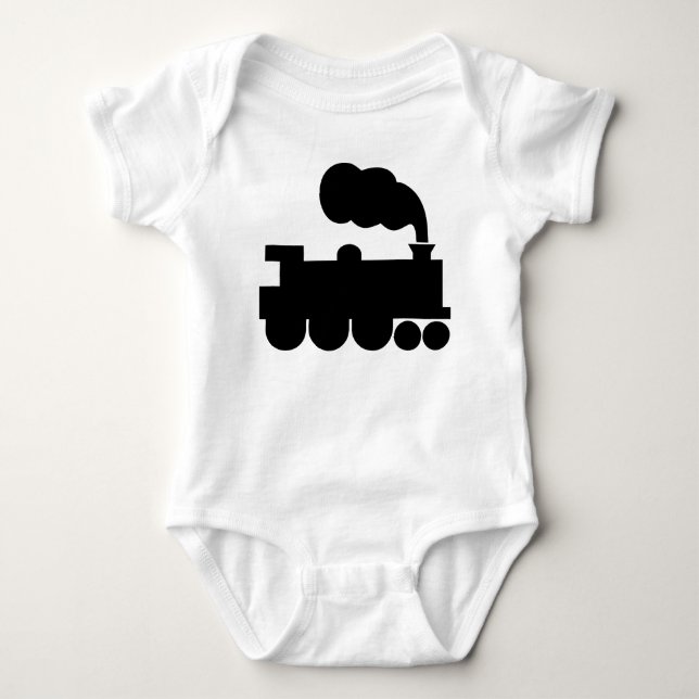 Steam Train Symbol - Black Baby Bodysuit (Front)