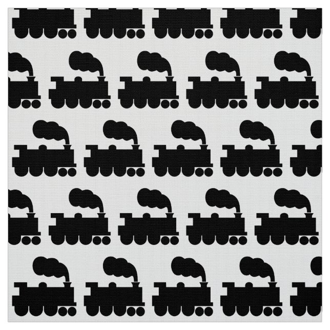 Steam Train Symbol Pattern - Black Fabric (Swatch)