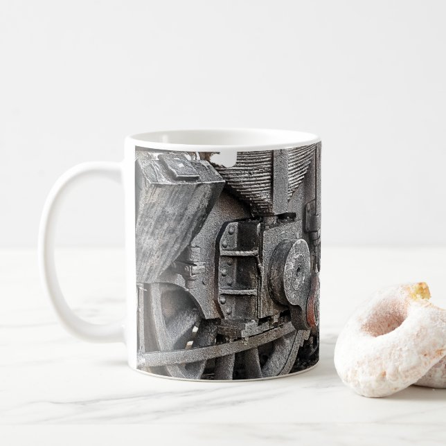 STEAM TRAIN WHEELS  COFFEE MUG (With Donut)