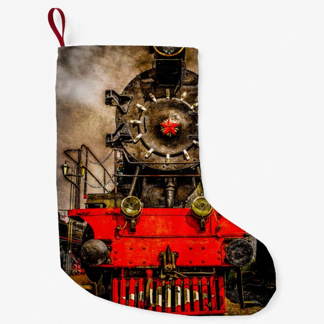 Steam Train - Wheels of Iron Steampunk Small Christmas Stocking (Front)