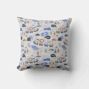 Steam Train with Animals on Tracks Baby Cushion