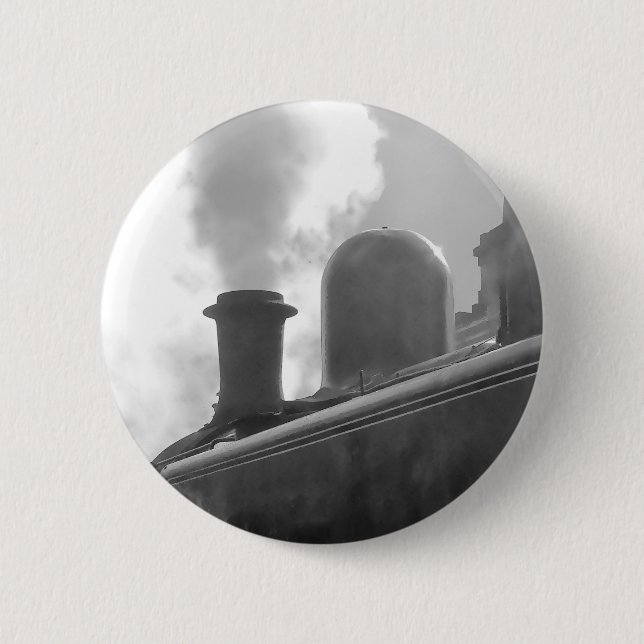 STEAM TRAINS 6 CM ROUND BADGE (Front)