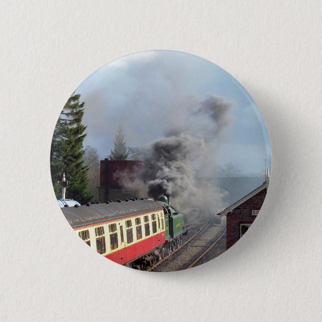 STEAM TRAINS 6 CM ROUND BADGE (Front)