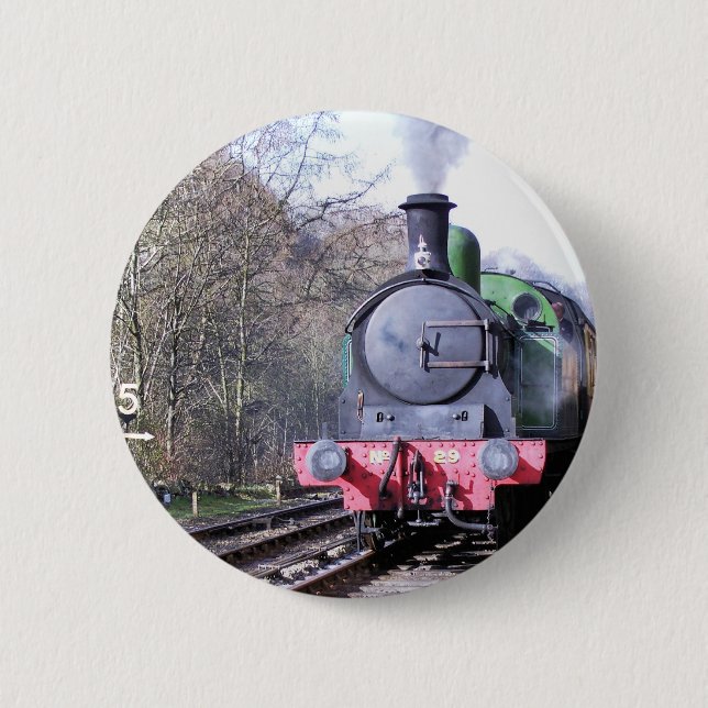 STEAM TRAINS 6 CM ROUND BADGE (Front)